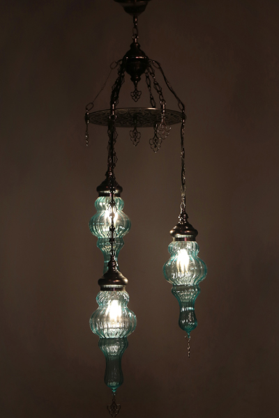 Design Chandelier with 3 Custom Pyrex Glasses